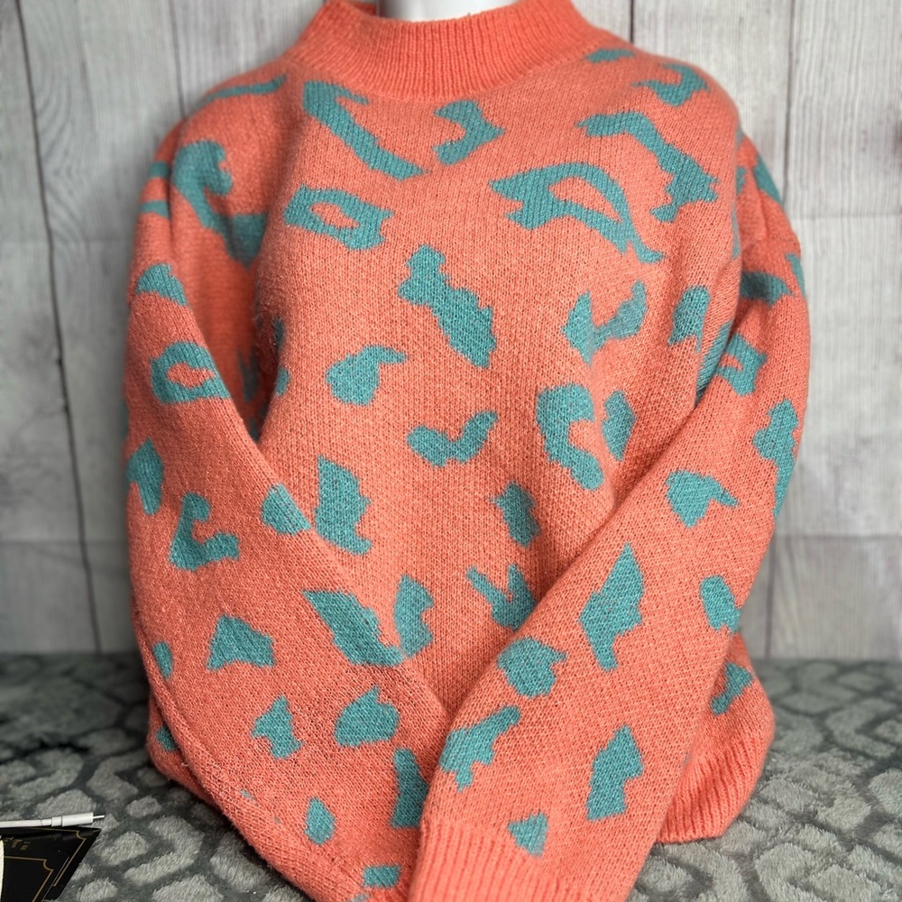 Women's Orange and Teal Sweater
